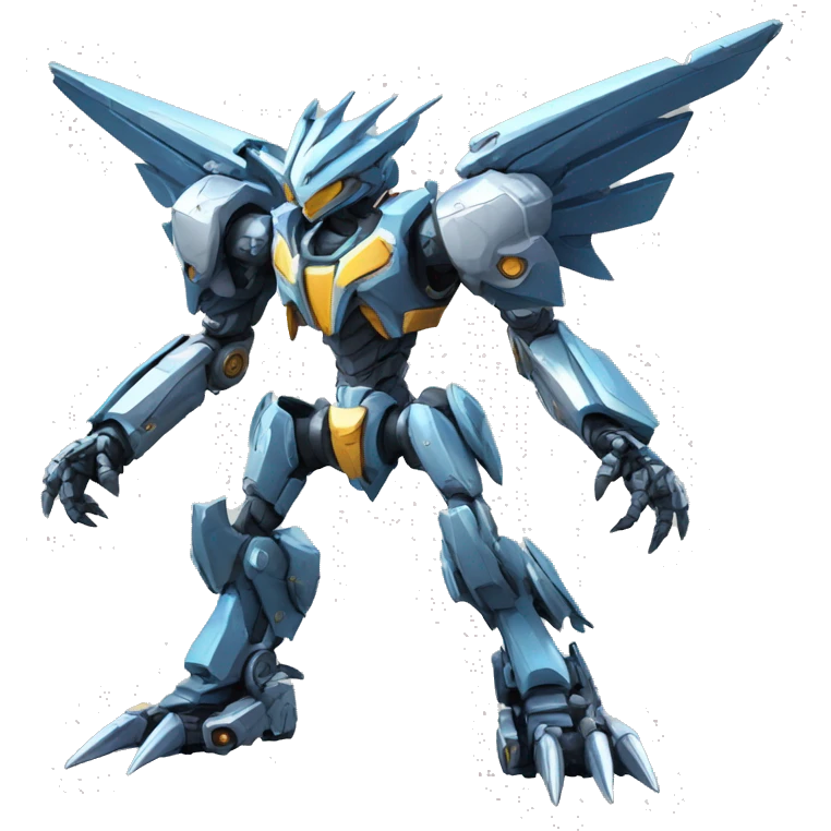 a futuristic mechanical spiky Medabot-raptor-dragon-mecha full body emoji