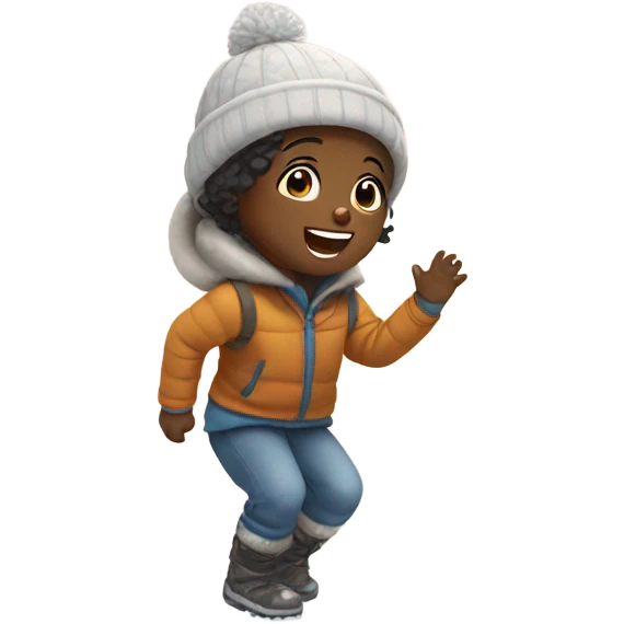 Little kid playing in snow emoji