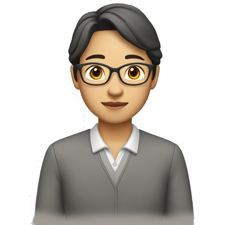 teacher asian skin tone, without glass, pick up the pencil emoji