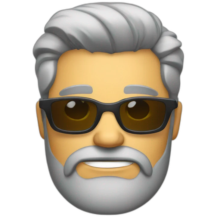 a gentleman, beard, sunglasses, slicked grey hair, cool, looking angry emoji