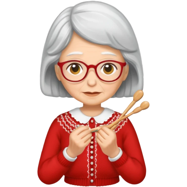 knitting grandma red blouse emoji