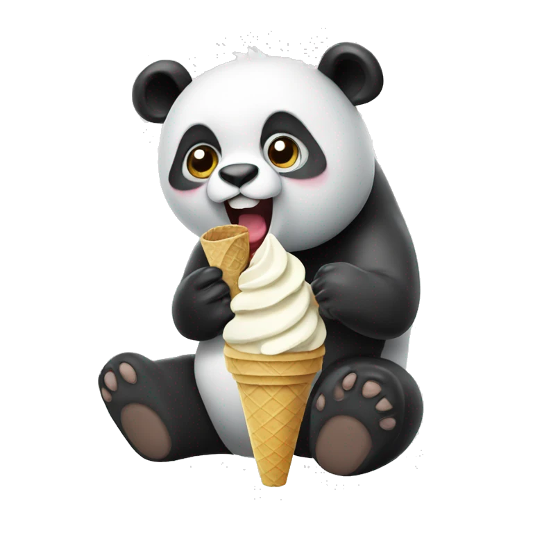 Panda eating ice cream emoji