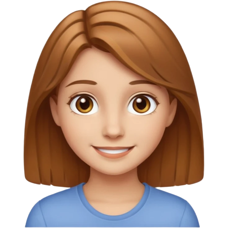 smiling girl with light brown hair and hazel eyes emoji