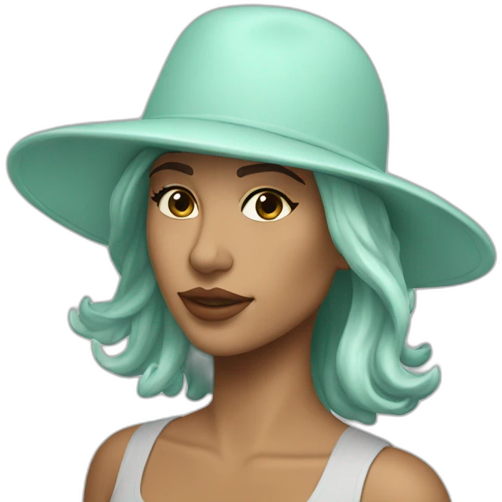Latina with sea foam colored flat brim hat emoji
