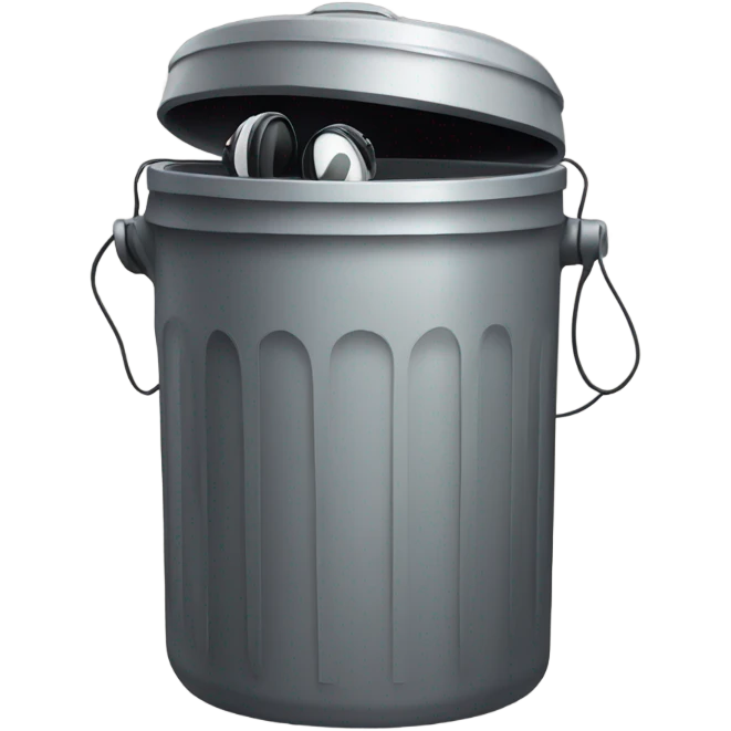 Trash can with face and headphones emoji