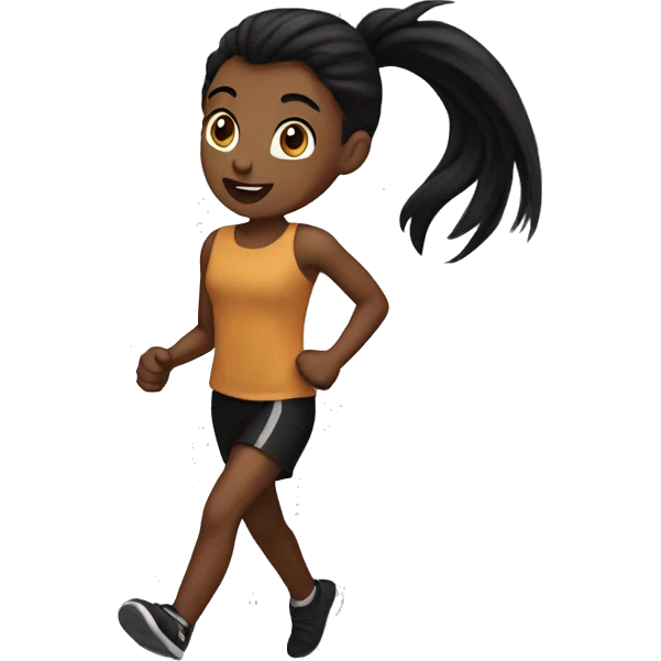 brown skin black pony tail running emoji