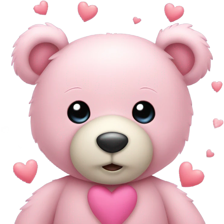 Valentine teddy bear with pastel pink heart emoji