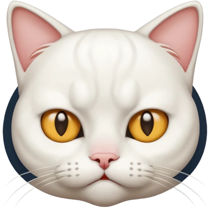 Un chat blanc qui est grincheux avec la tête plate  emoji