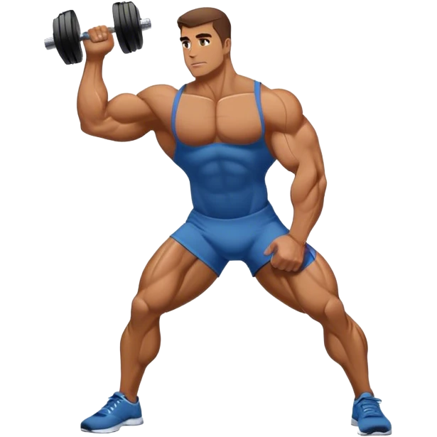 side-view bodybuilder dumbbell lunges emoji