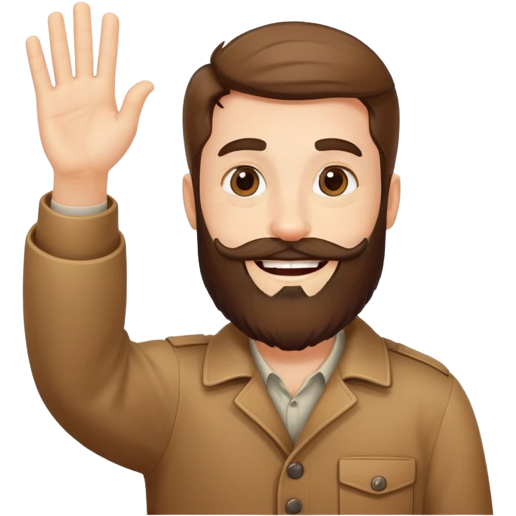 bearded man with friendly smile waving hand emoji