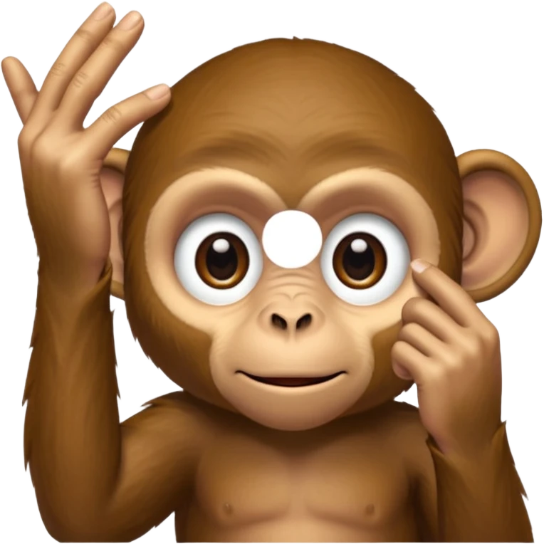 A monke.\nY , pulling the bottom of his eyelid down to make it look bigger with one finger emoji