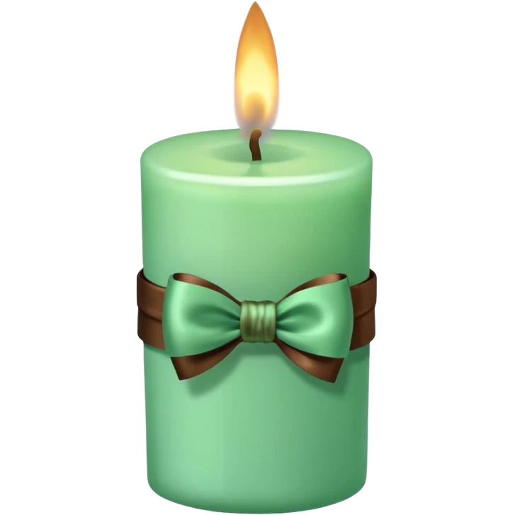 mint candle, with brown bow emoji