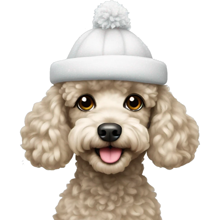 Small Poodle with snow hat  emoji