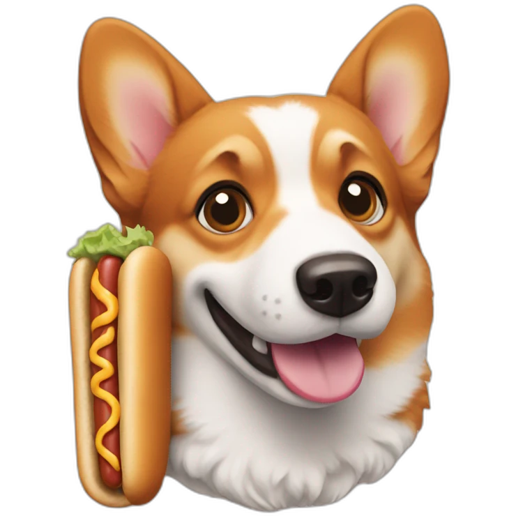 Corgi holding a hot dog emoji