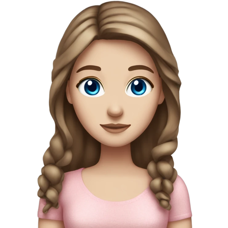 white girl blue eyes brown hair pink dress very pretty emoji