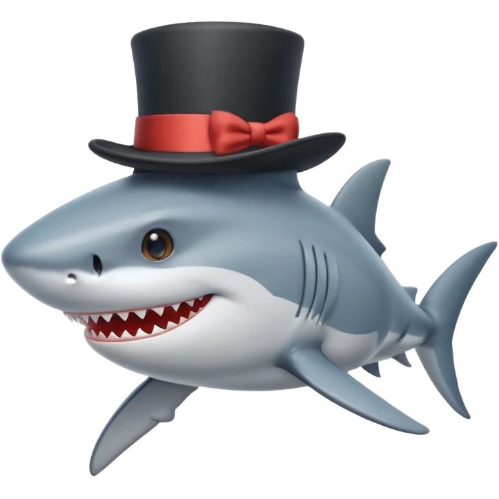 Shark with a top hat emoji
