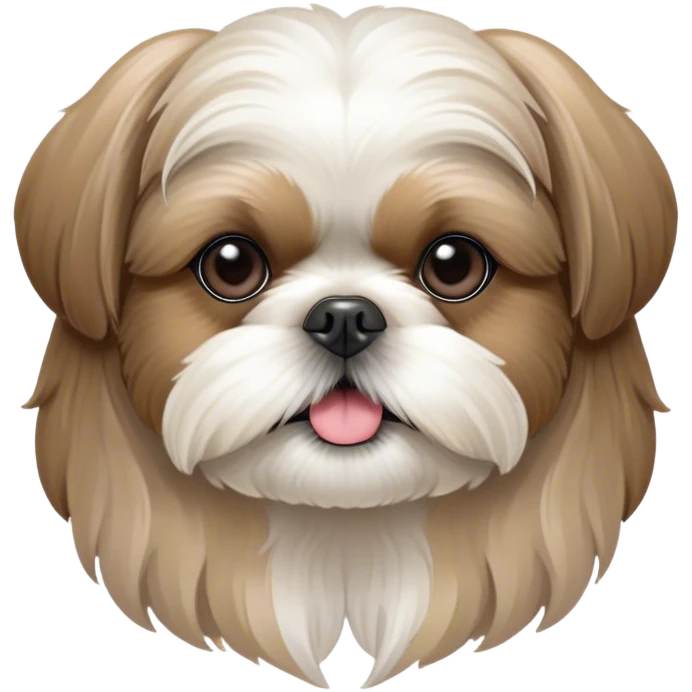 Cinematic Noble Shih Tzu Portrait Emoji, Poised and elegant, with a luxurious, flowing fur in refined muted tones, delicate features and wise, gentle eyes, simplified yet meticulously detailed, glowing with a soft, regal radiance, high shine, exuding quiet dignity and timeless charm, soft glowing outline, capturing the essence of a noble Shih Tzu that epitomizes refined poise! emoji