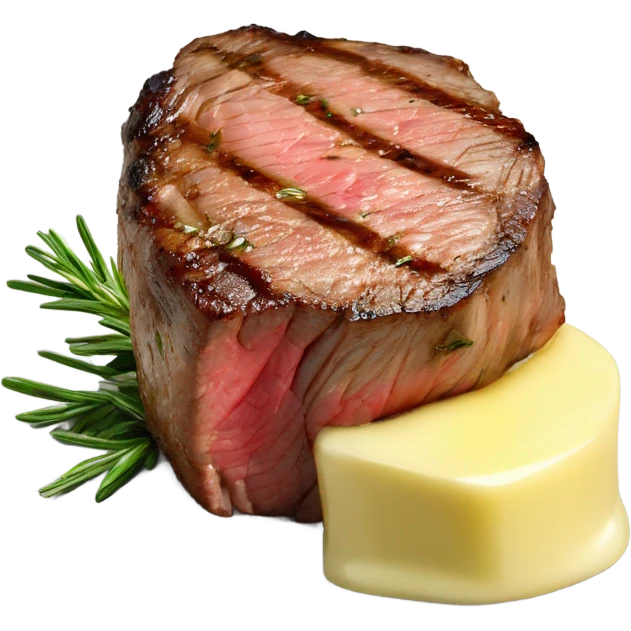 Medium rare filet mignon with butter and rosemary  emoji