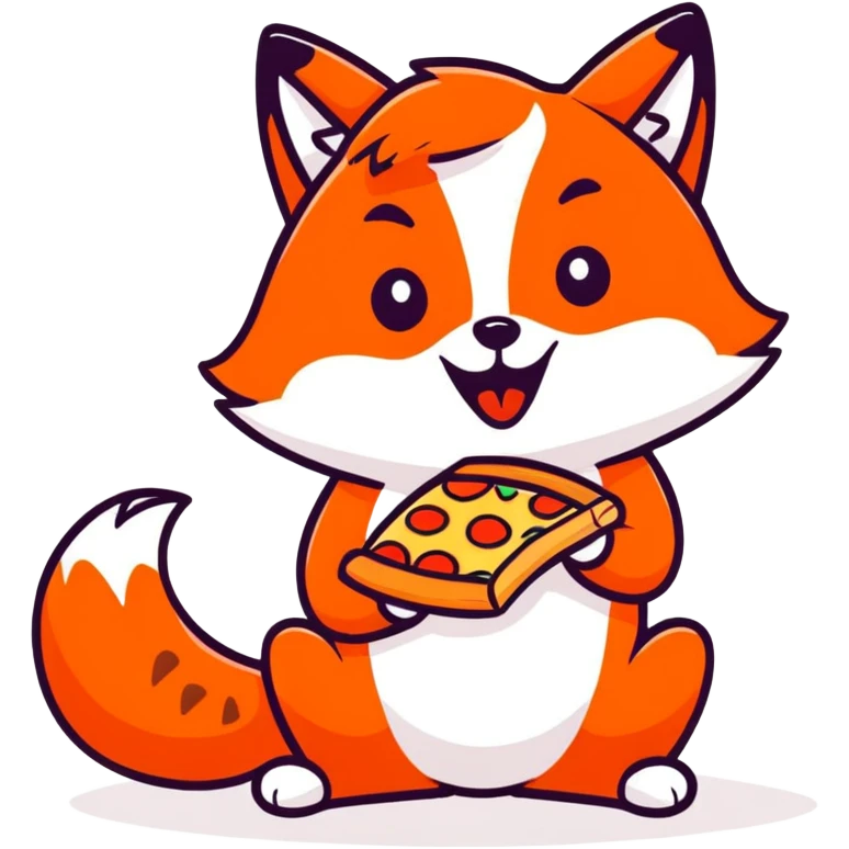 Red fox eating pizza emoji