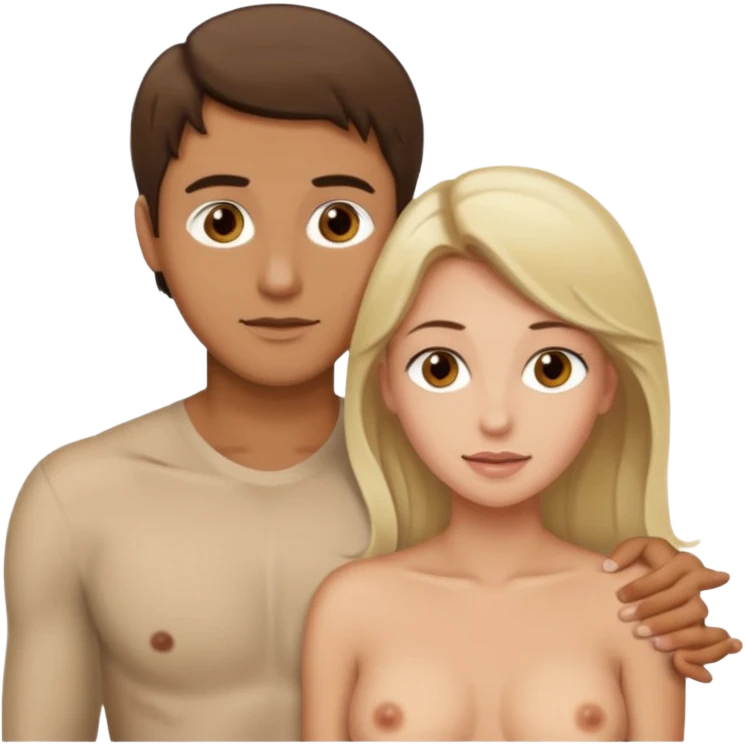 Light brown brunette man having sex with white blonde woman hazel eyes  emoji