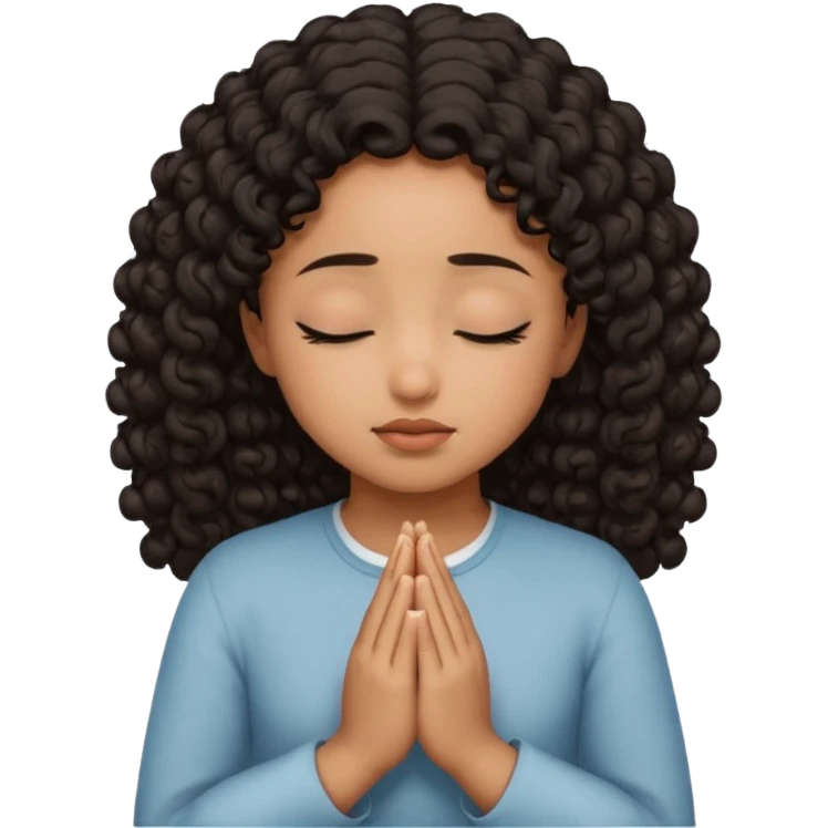 brown girl praying curls black hair and eyes closed emoji