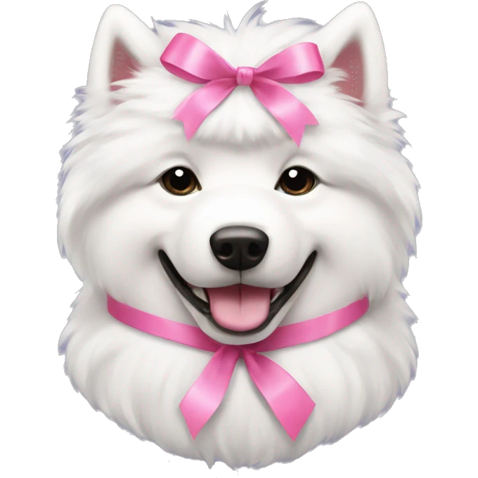 Lady Samoyed with pink ribbon   emoji