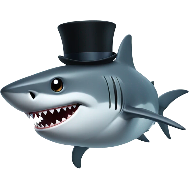 Shark with a top hat emoji