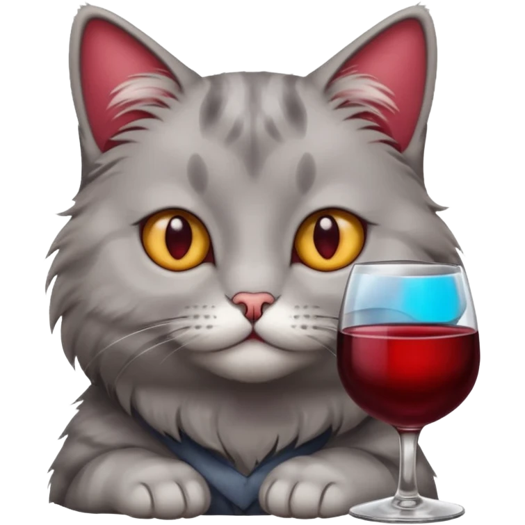 gray Cat sitting On A Couch With Wine emoji