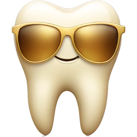 Tooth smiling with shades but make it gold emoji