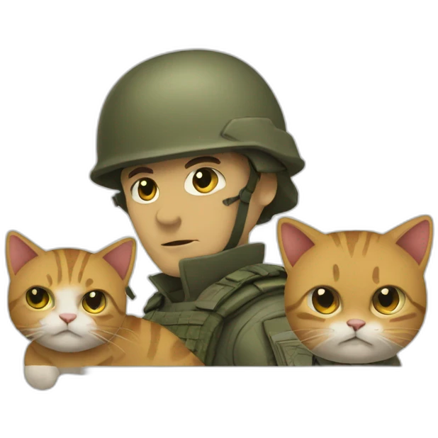 Make a drawing of war and cats emoji