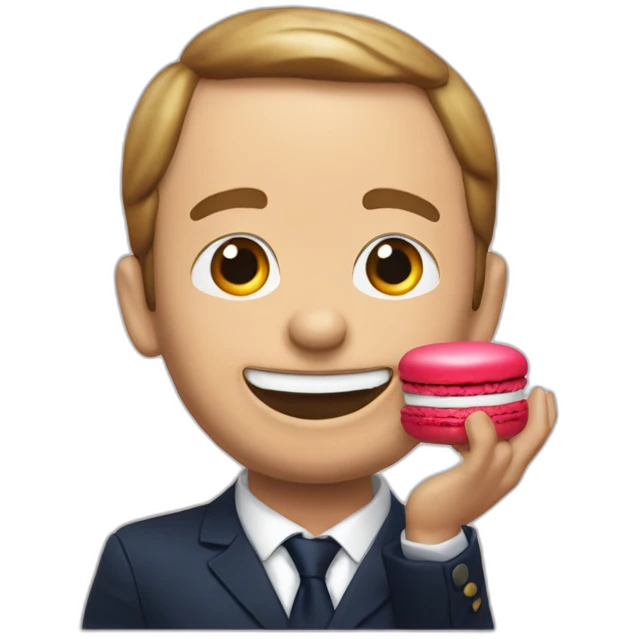 Macron qui mange un macaron emoji