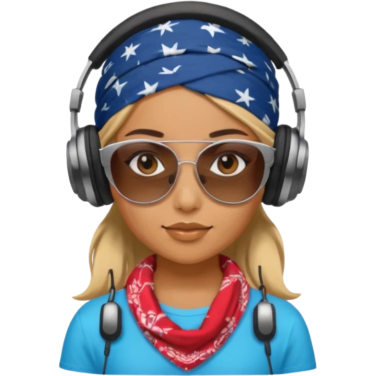girl with shades, headphones and bandana emoji