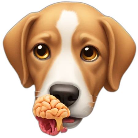 dog eating a brain emoji