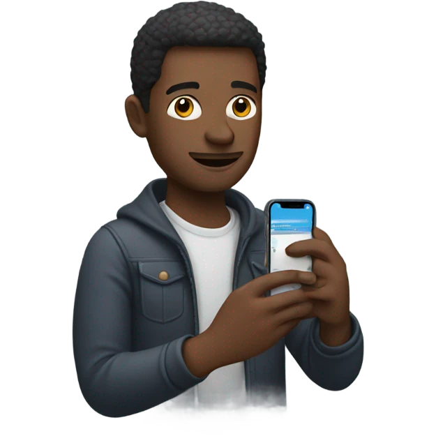 A man holding iphone 13 emoji