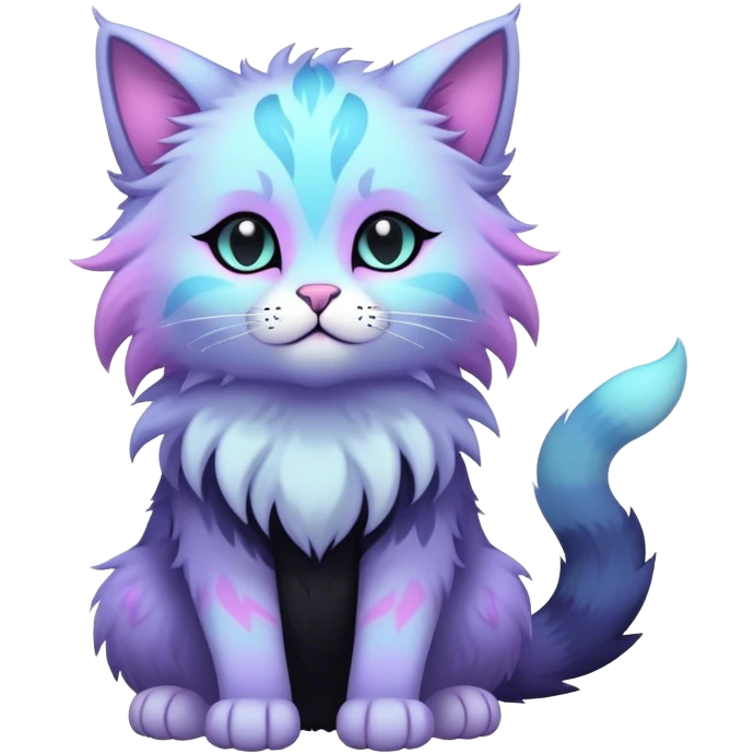 Kawaii dark edgy fantasy pastel ethereal feline fursona animal creature full body emoji