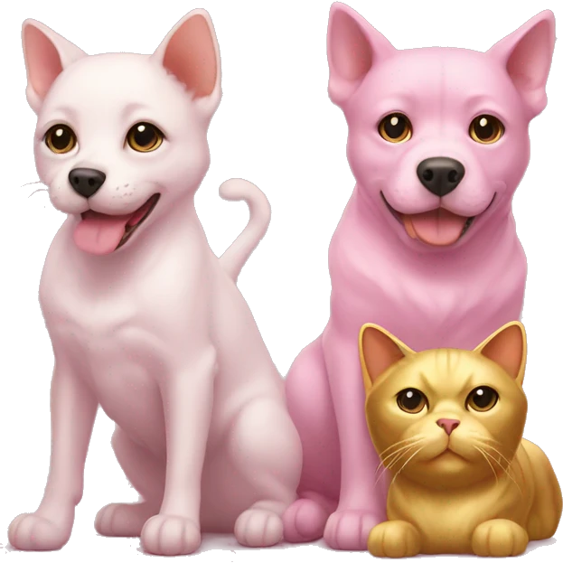 pink and gold cat and dog emoji