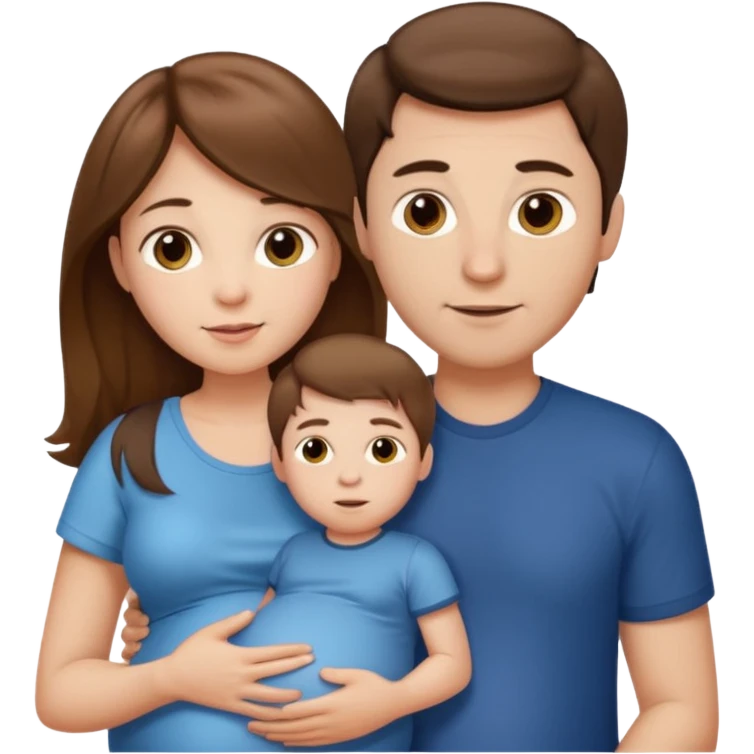 Pregnant woman with long brown hair and fair skin, and man with short brown hair and fair skin, and a small boy with light brown hair and fair skin.

 emoji