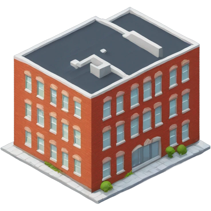 isometric red brick, modern, one level building emoji