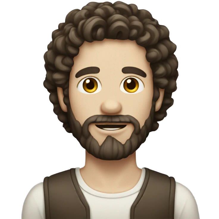 pale man with curly short dark brown hair and beard emoji