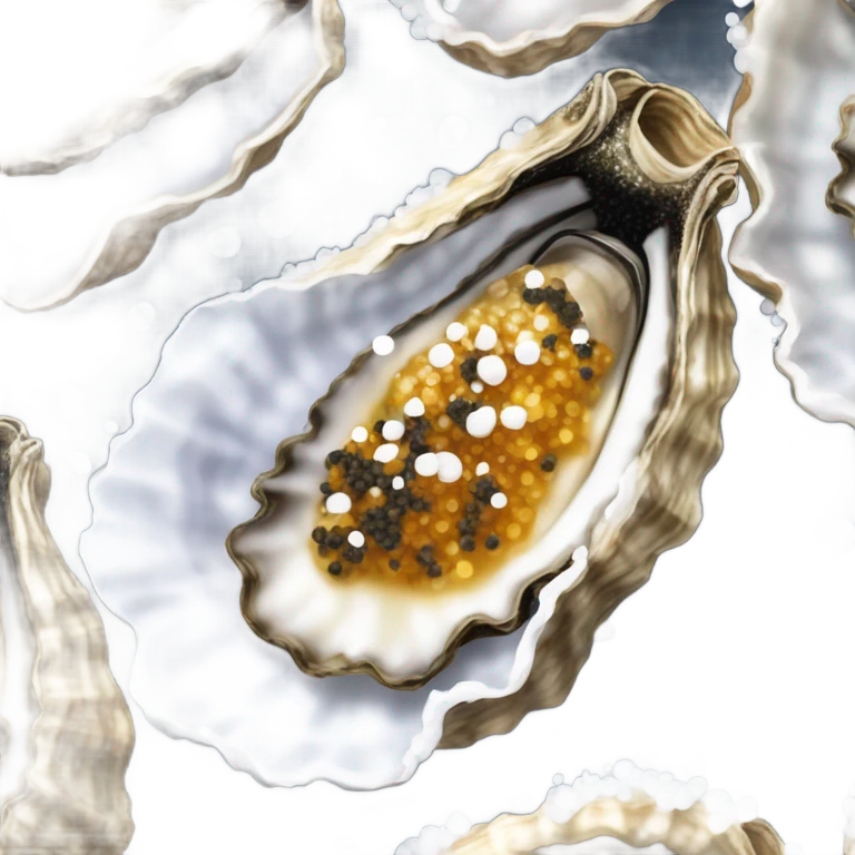 Oysters with Kaviar and white powder emoji