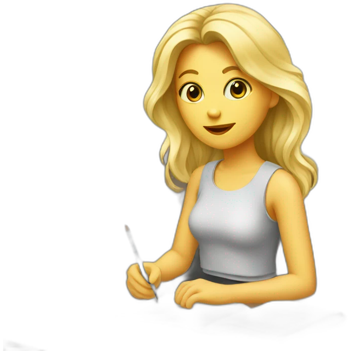 Blonde Girl studying in art school emoji