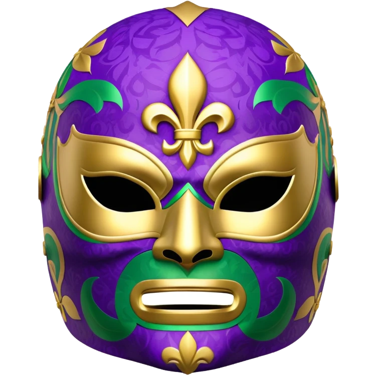 Louisiana themed luchador mask with fleur-de-lis and Mardi Gras colors emoji
