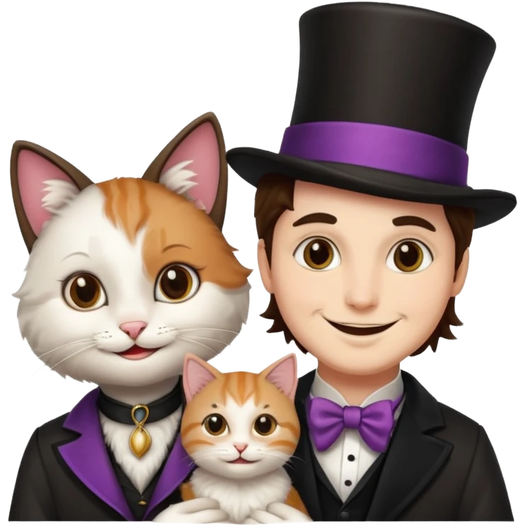 magician couple and their pet cat emoji
