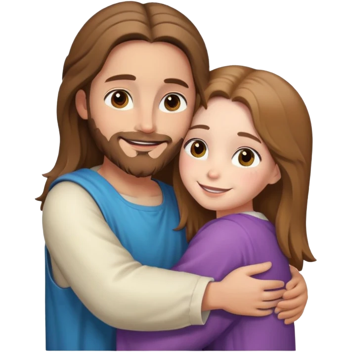 Jesus hugging a girl (she has light brown hair, white skin, hazel eyes) emoji