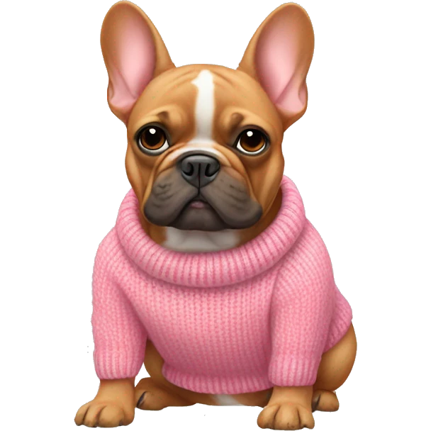 red french bulldog in pink sweater emoji