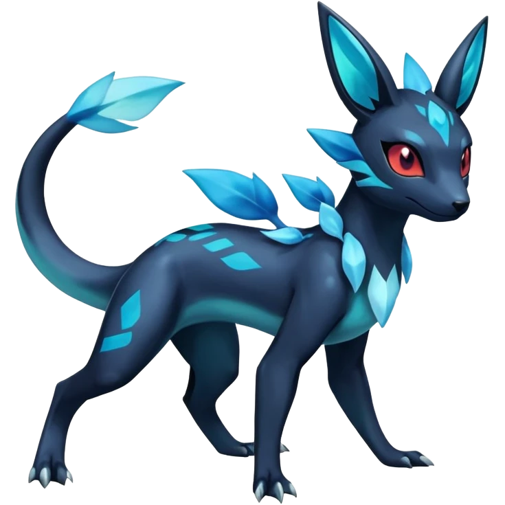 Colorful Dark Shiny Exotic Salandit-Aurorus-Glaceon-Umbreon-Fakémon-hybrid-creature (full body)  emoji