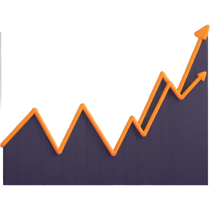 line graph showing growth emoji