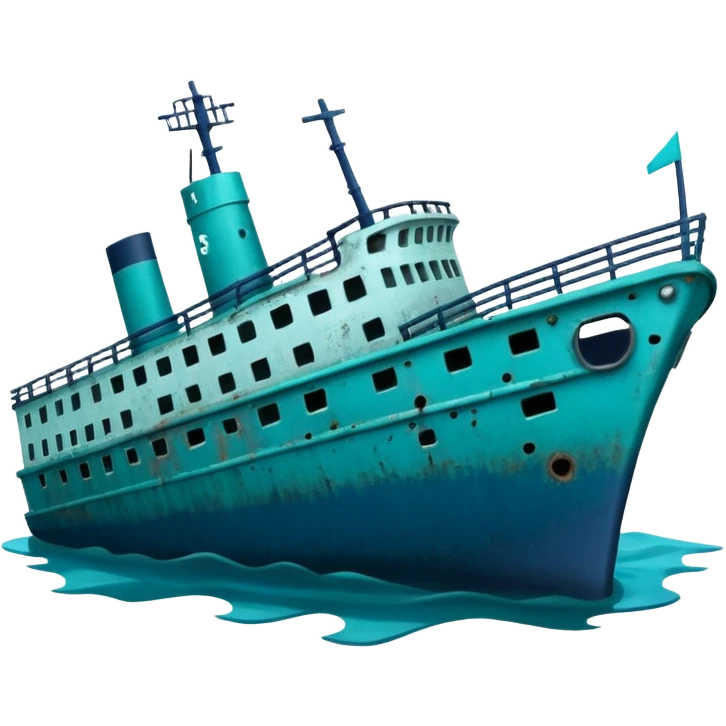 sinking ship in figma colours half underwater emoji