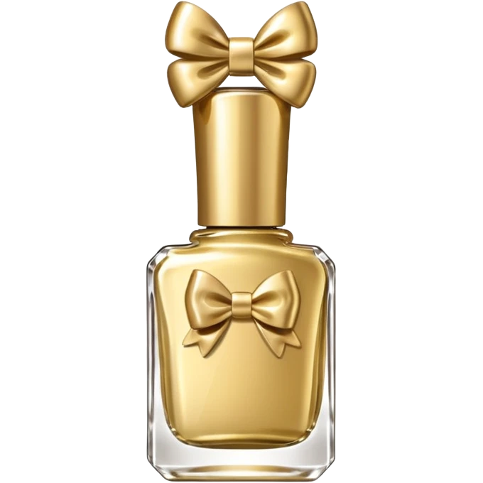 Gold nail polish bottle with bow emoji