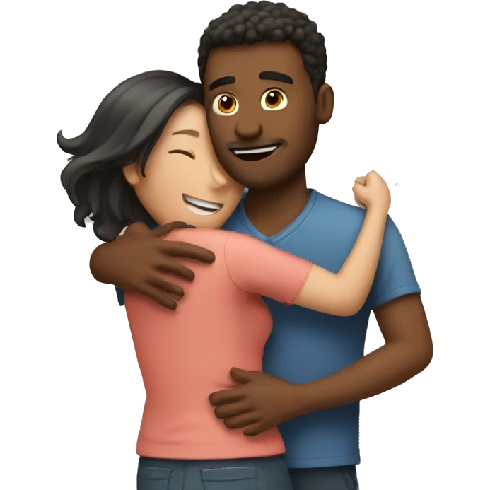 Guy giving girl hug to feel better emoji